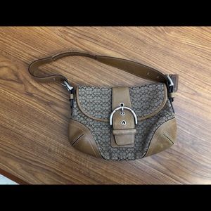 Coach, Small shoulder bag, Brown w/ leather strap